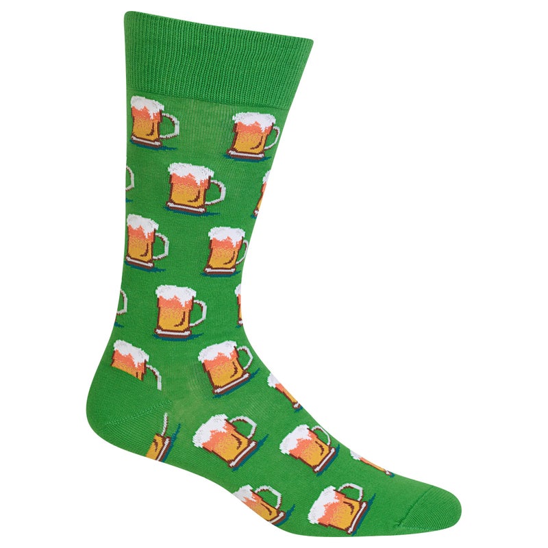 Hot Sox Men's Conversational Slack Crew Socks, Beer (Kelly), Shoe Size:6-12 / Sock Size: 10-13 - Image 1